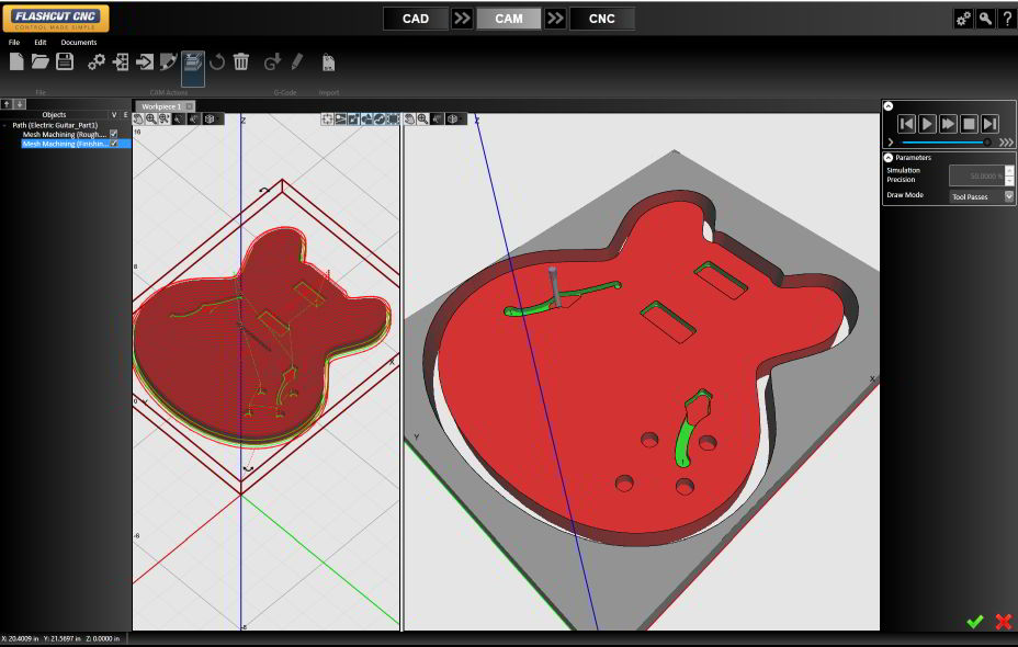 CAM Guitar 2.5D Toolpath and simulation